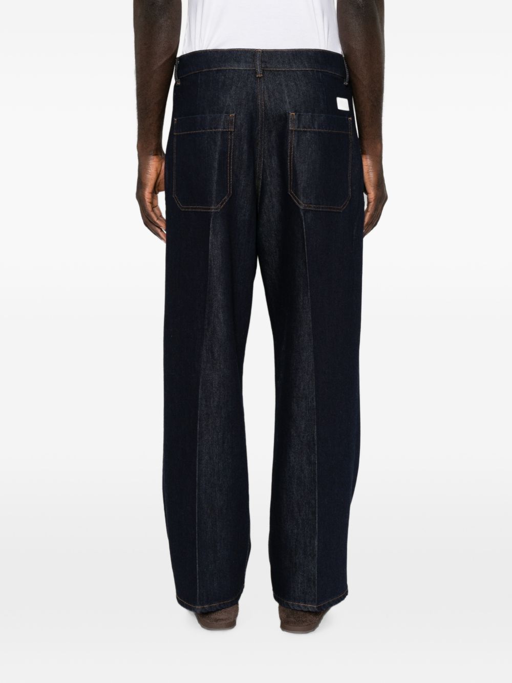 NINE IN THE MORNING Jeans Rivet blu scuro a gamba ampia con tasche 
