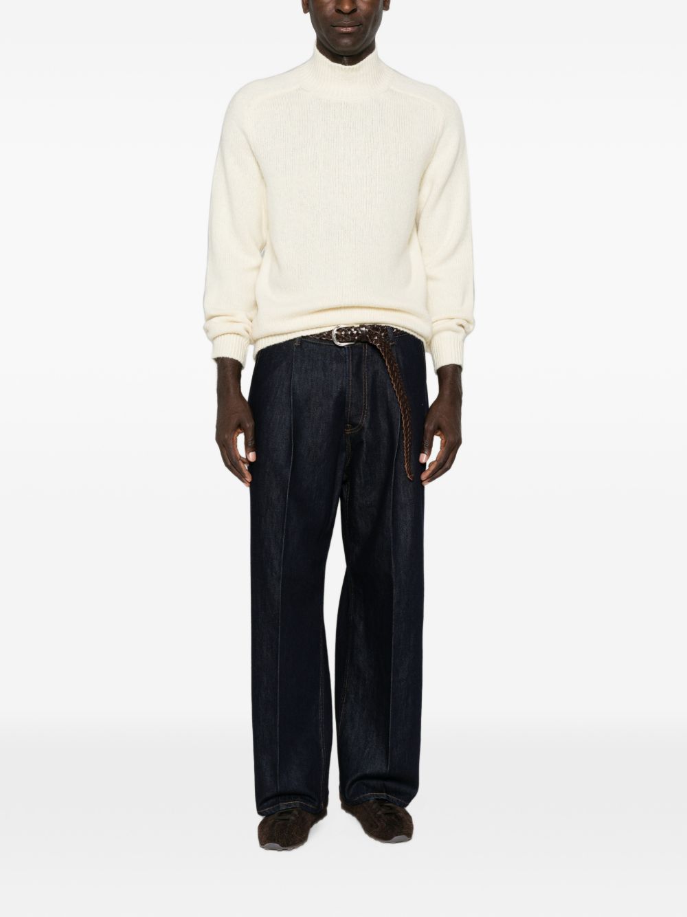 NINE IN THE MORNING Jeans Rivet blu scuro a gamba ampia con tasche 