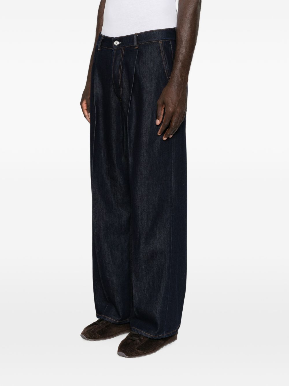 NINE IN THE MORNING Jeans Rivet blu scuro a gamba ampia con tasche 