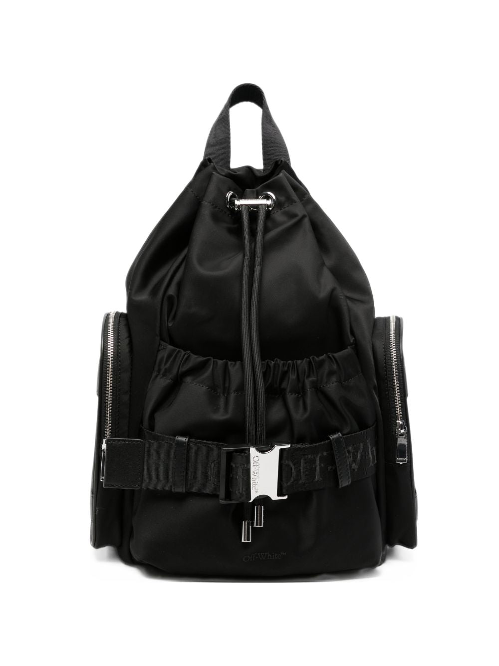OFF WHITE Zaino nero con multiple tasche e chiusura a coulisse 