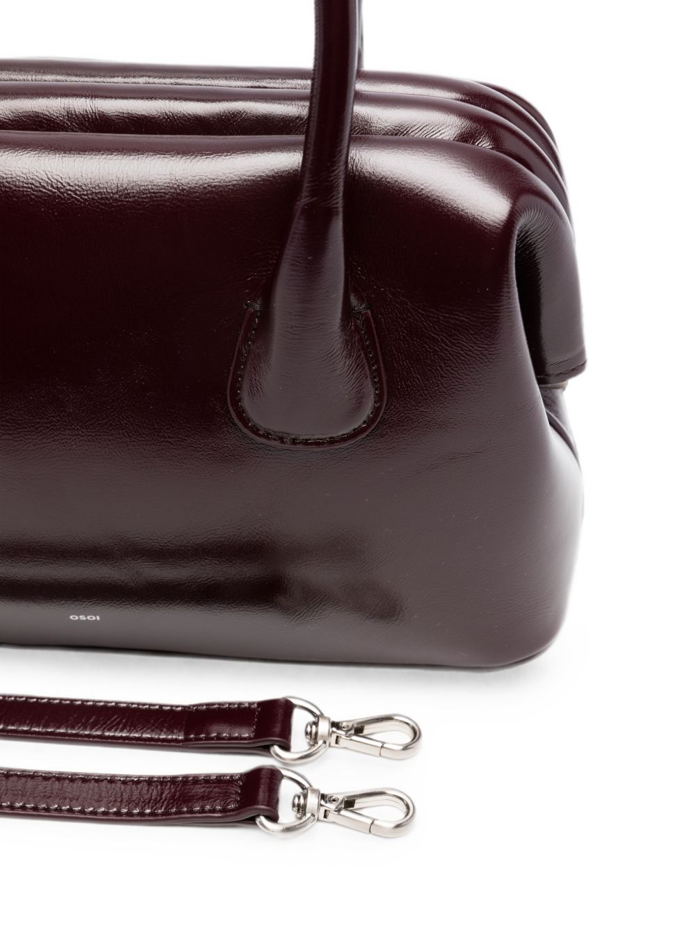OSOI Borsa a spalla Boat Brot in pelle lucida bordeaux 