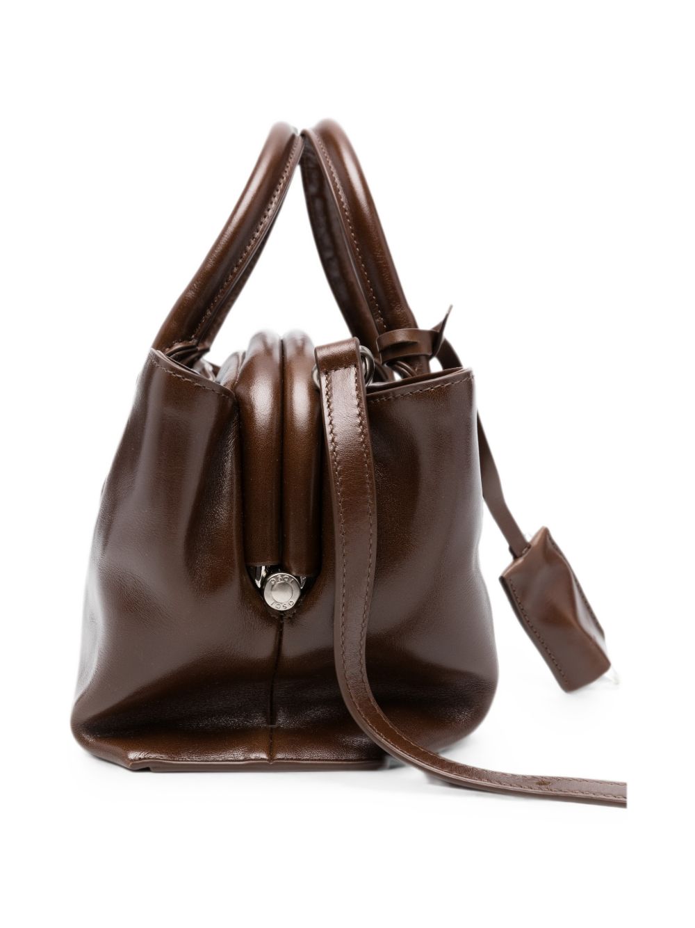OSOI Borsa Shell Brot Mini in pelle lucida marrone 