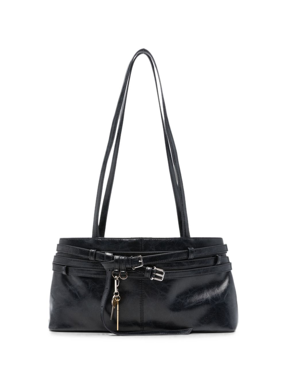 OSOI Borsa Shoulder Brocle in pelle lucida nera 