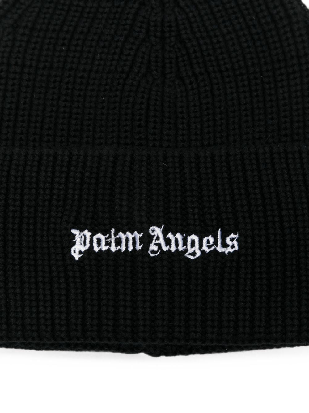 PALM ANGELS Berretto nero con logo 