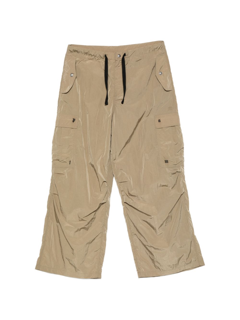 PALM ANGELS Pantalone casual beige in tessuto tecnico lucido 