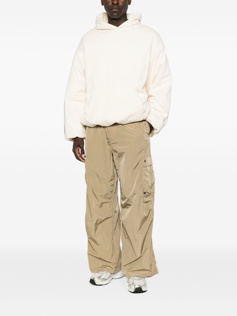 PALM ANGELS Pantalone casual beige in tessuto tecnico lucido 
