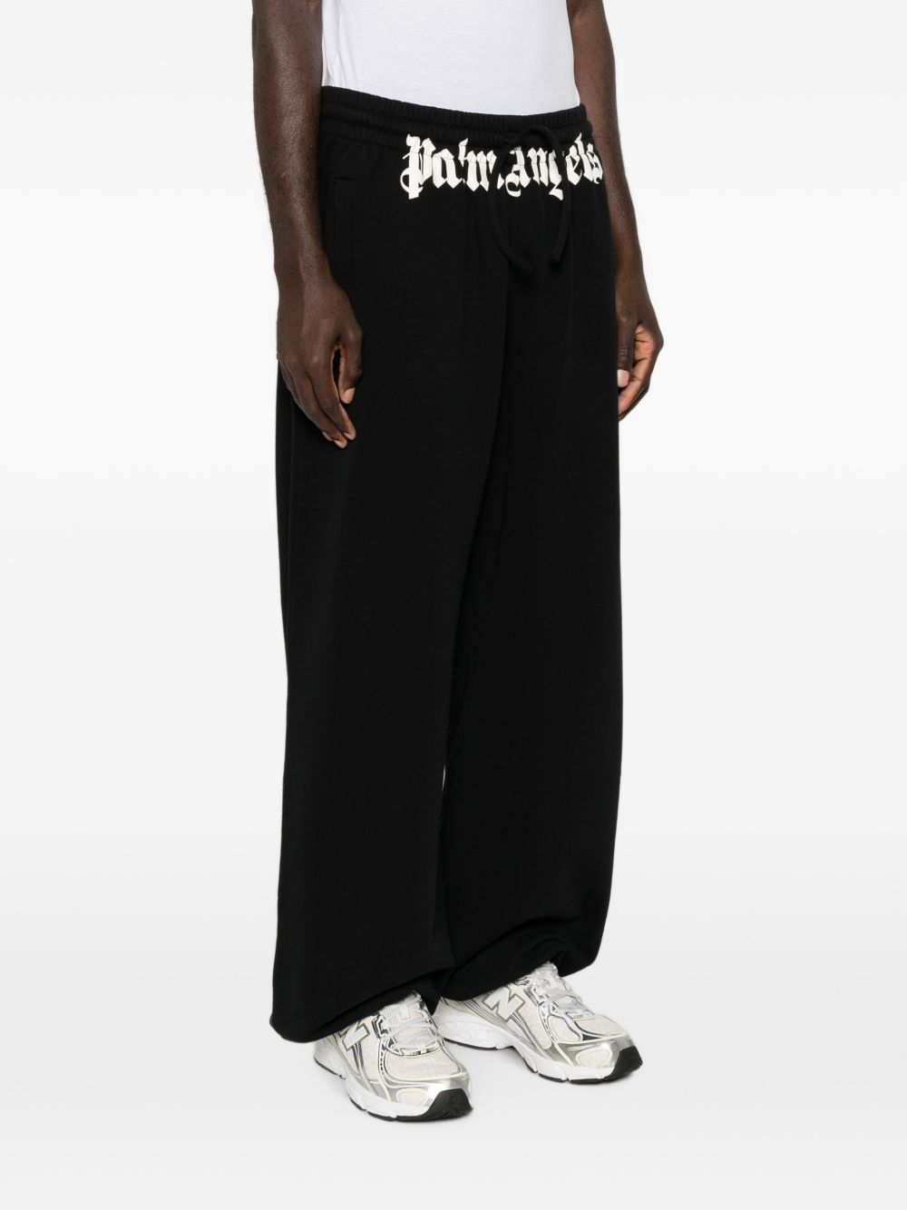 PALM ANGELS Pantaloni della tuta casual neri con logo in vita 