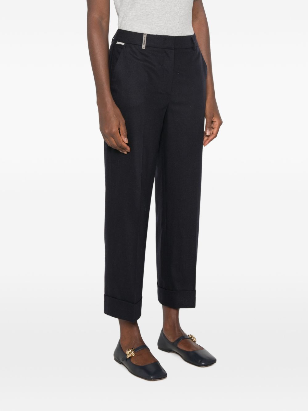 PESERICO Pantaloni casual blu in lana con tasche 