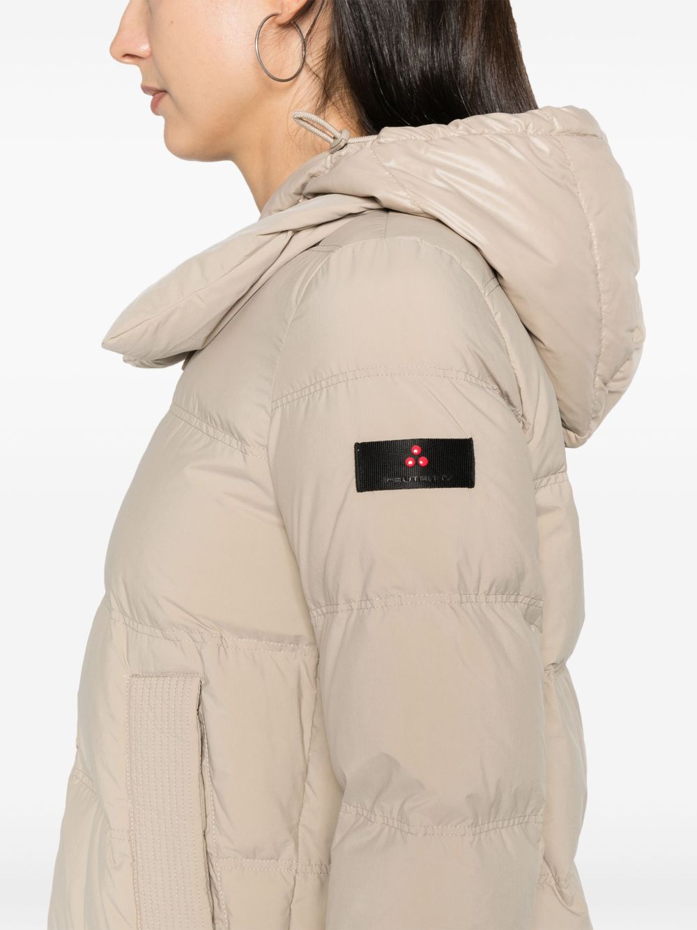 PEUTEREY Piumino Unix trapuntato beige con cappuccio e chiusura con zip 