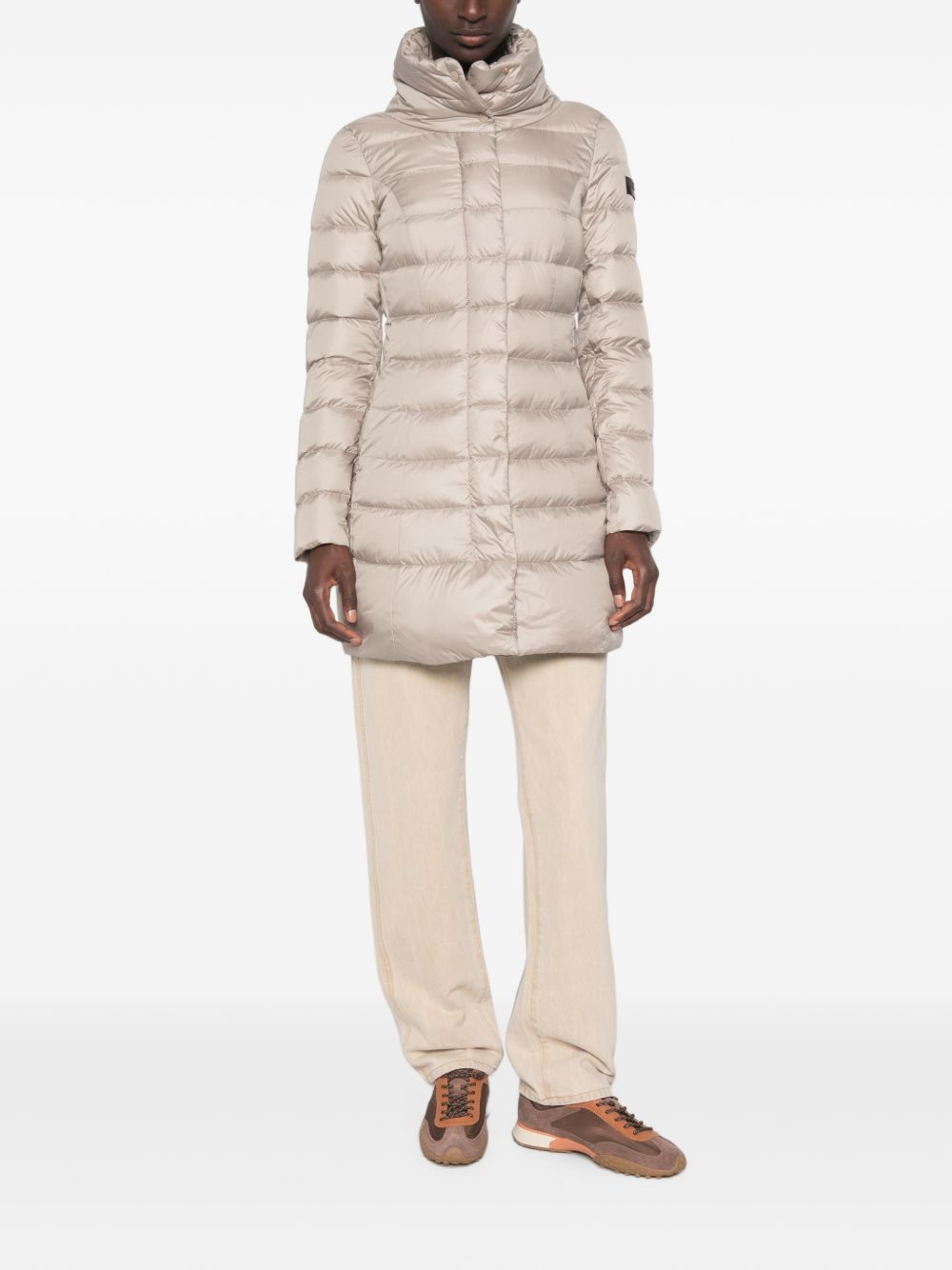 PEUTEREY Piumino lungo SOBCHAK beige chiaro trapuntato con tasche 