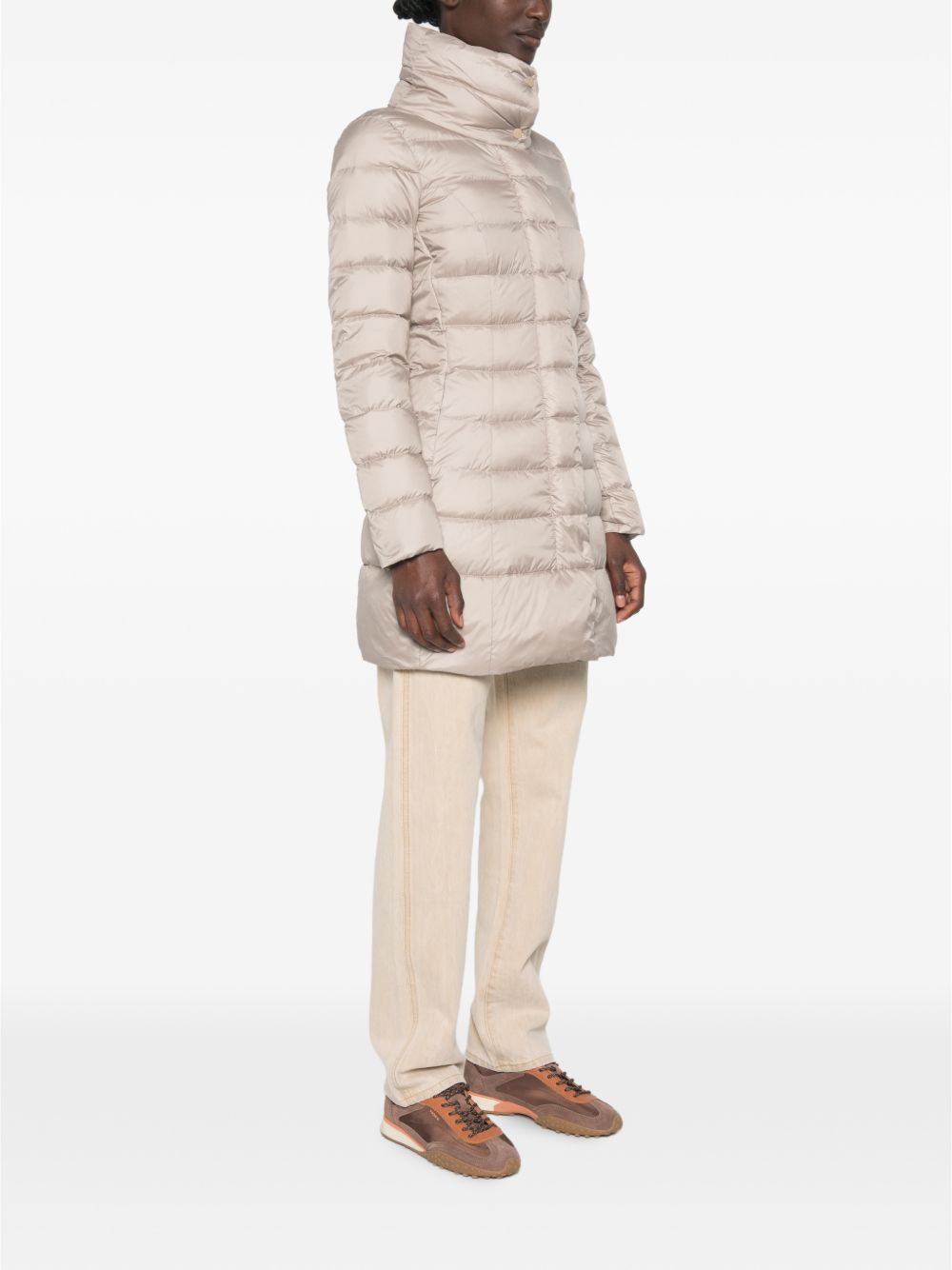 PEUTEREY Piumino lungo SOBCHAK beige chiaro trapuntato con tasche 