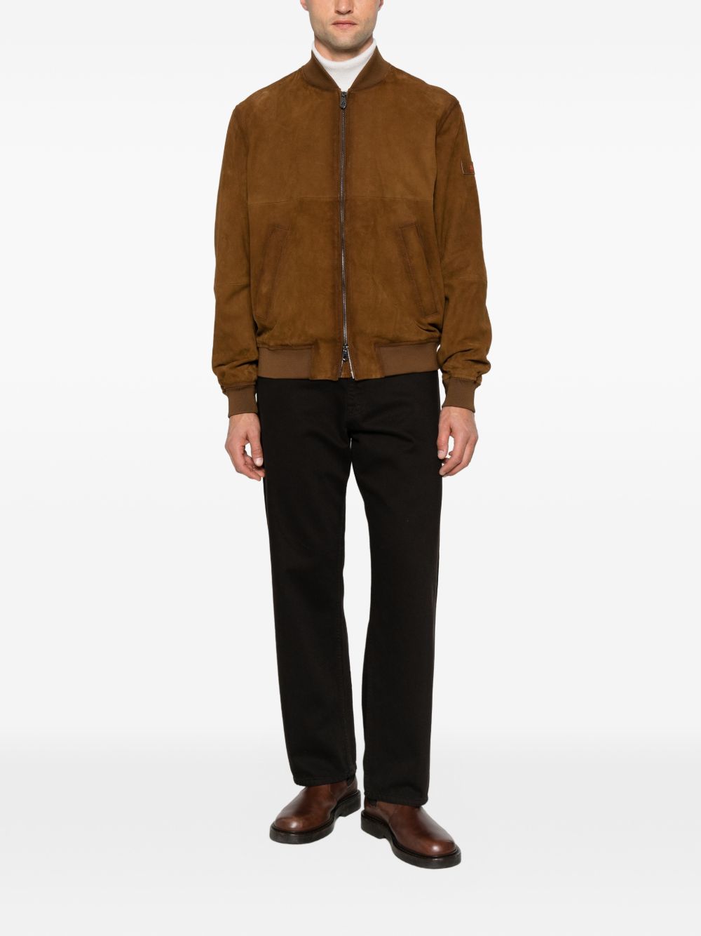 PEUTEREY Giacca Bomber in Pelle Scamosciata Marrone 