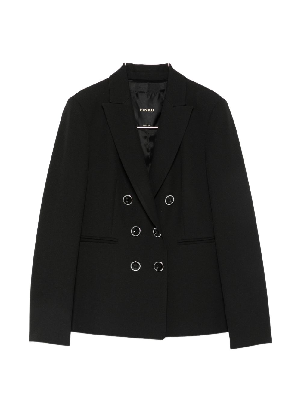 PINKO Giacca blazer nera doppiopetto con tasche 