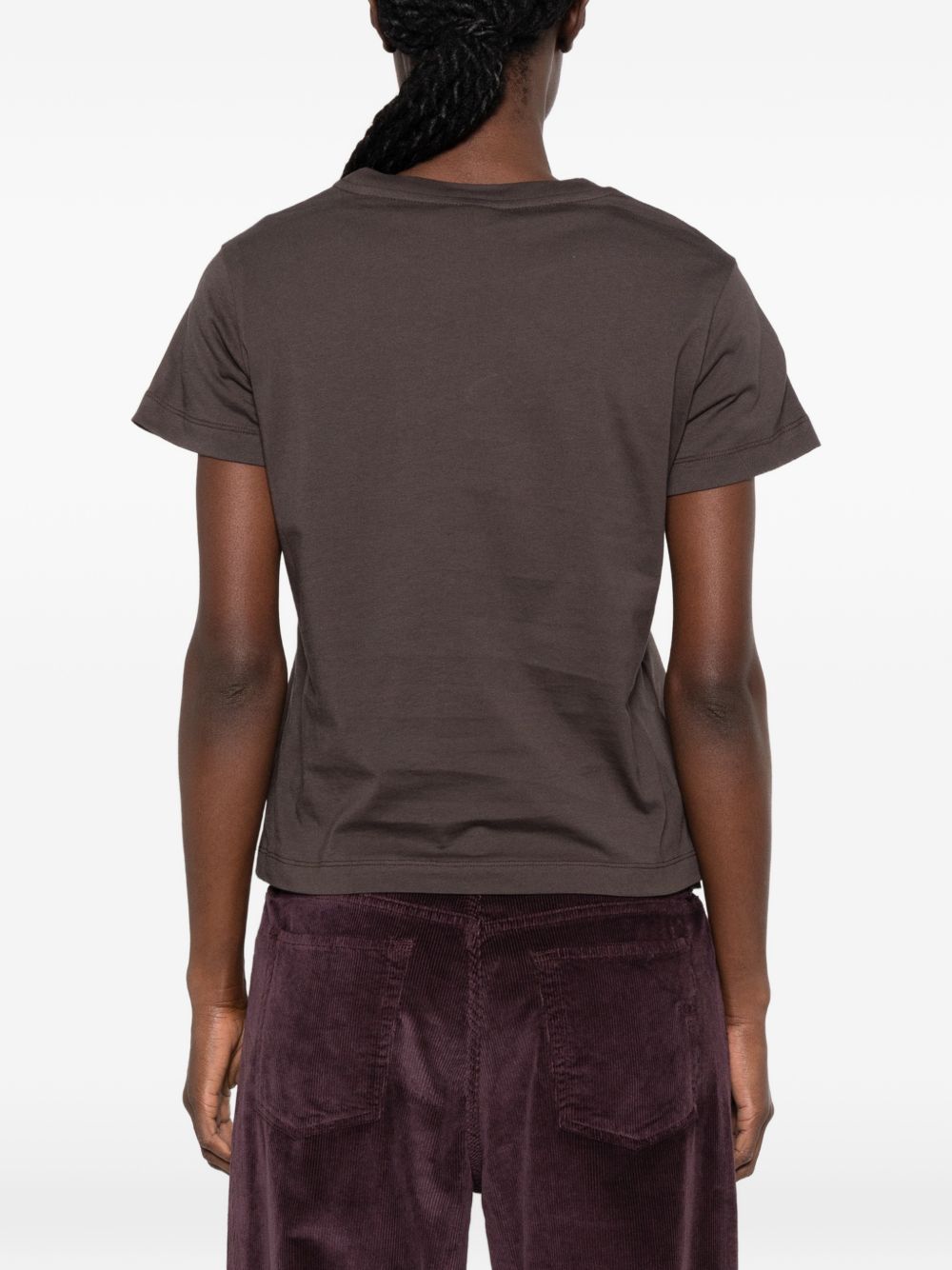 PINKO T-shirt basic marrone in cotone a maniche corte 