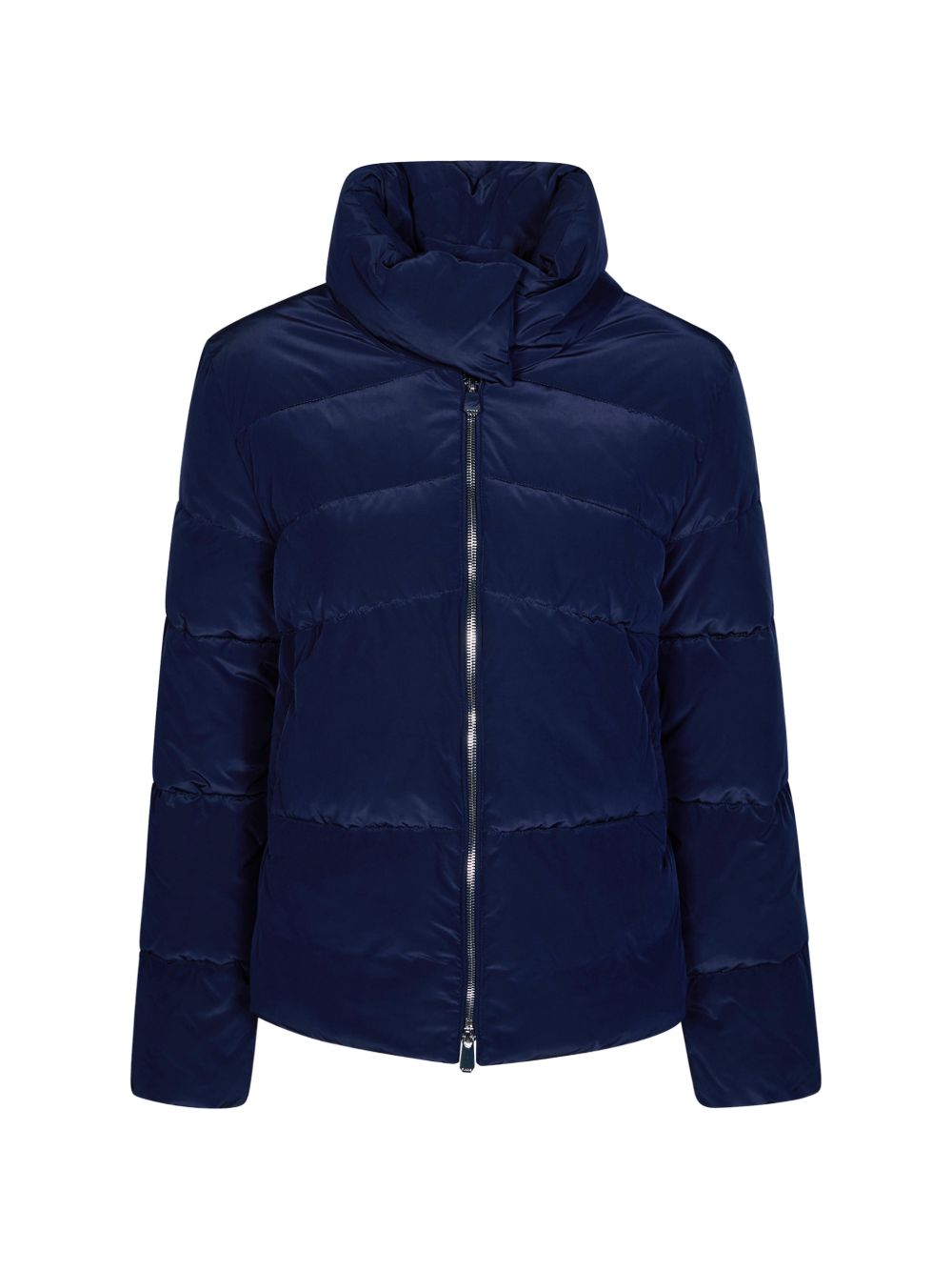 PINKO Piumino corto Mirco blu elettrico con collo alto avvolgente 