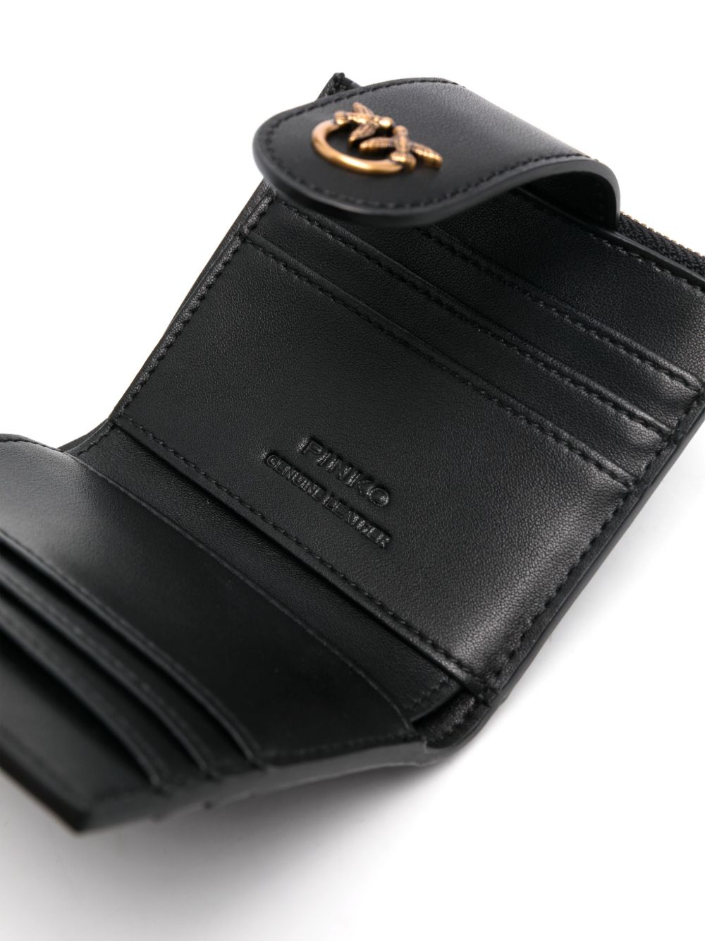 PINKO Portafoglio Multi Purpose in pelle nera con bottone e zip 