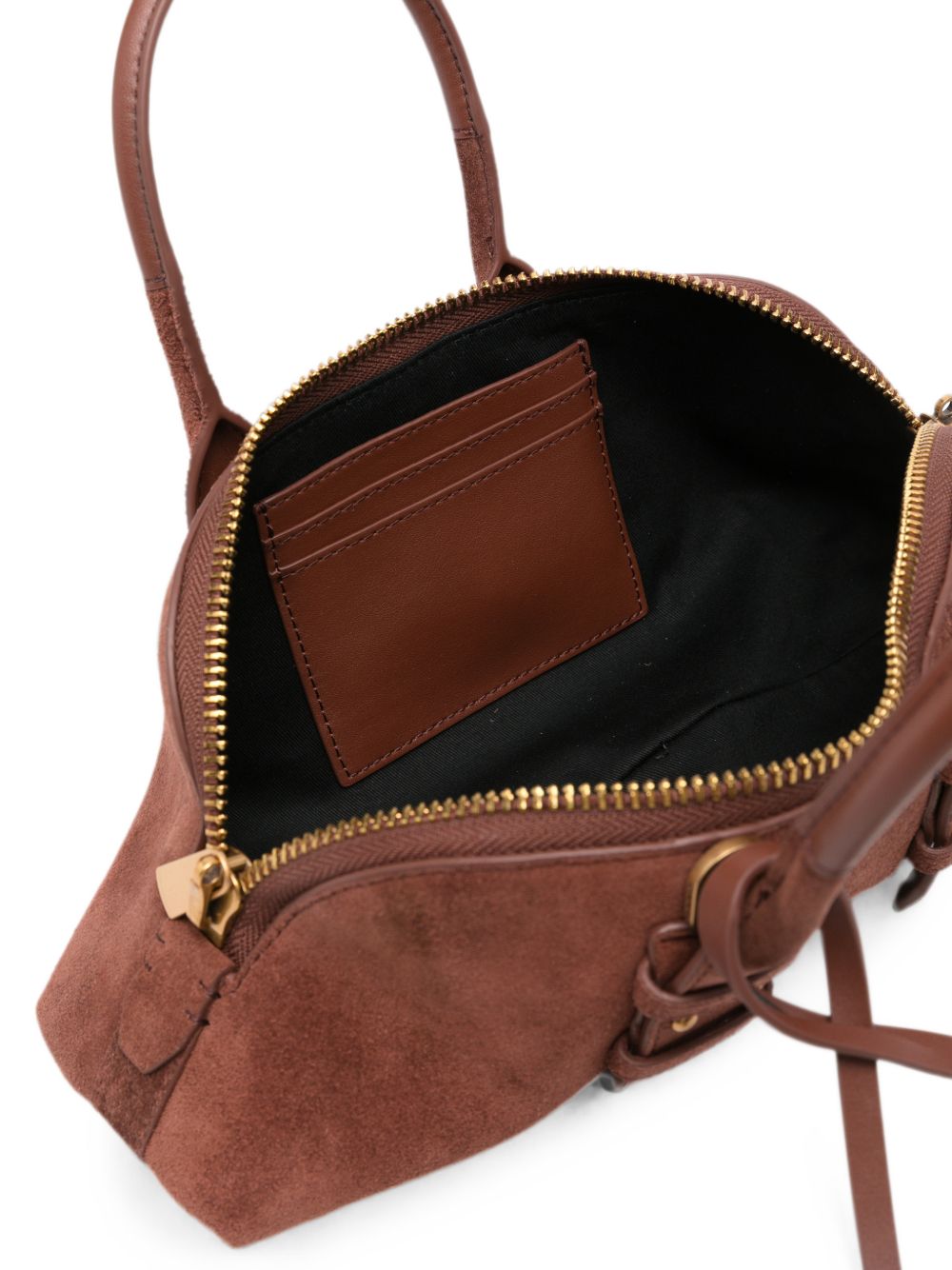 PINKO Borsa Bowling Bag Horizo in suede con charm dorati 