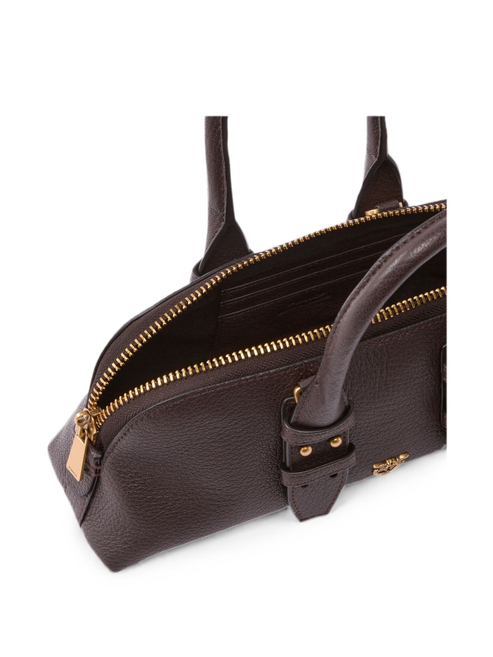 PINKO Borsa bowling in pelle martellata marrone 