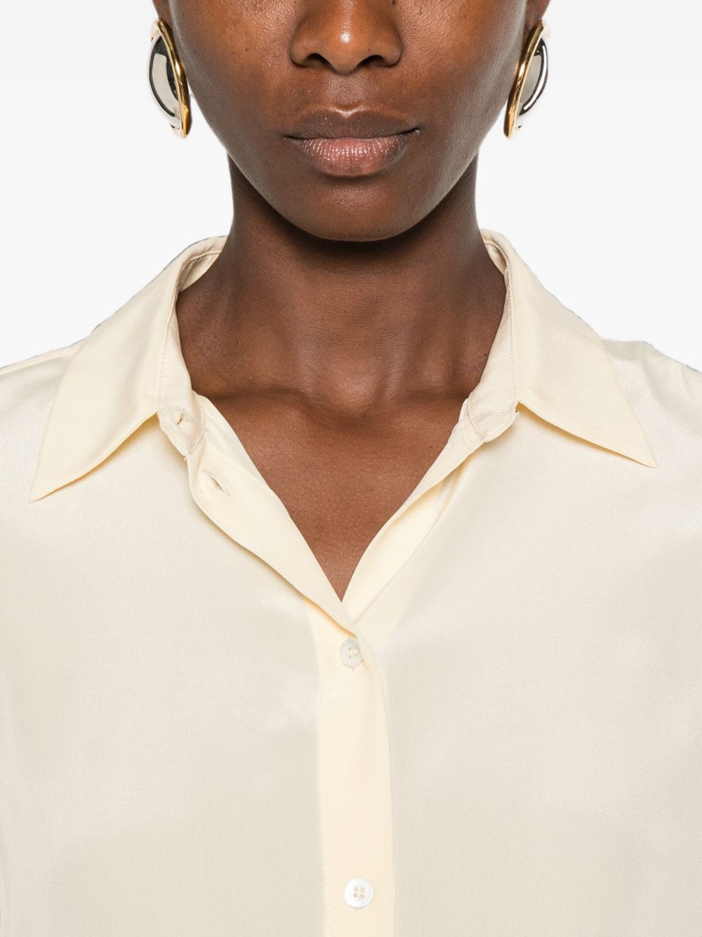 PINKO Camicia classica color burro in seta leggera 