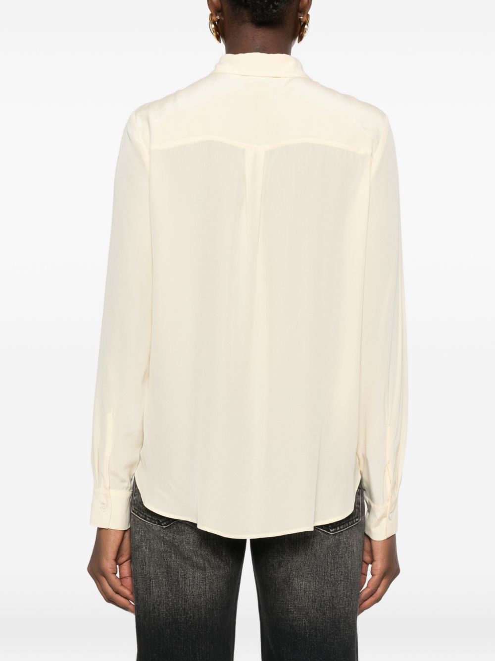 PINKO Camicia classica color burro in seta leggera 