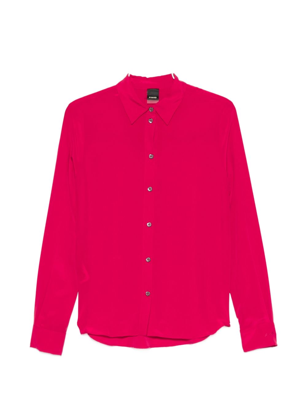 PINKO Camicia classica rosso ciclamino in seta leggera 