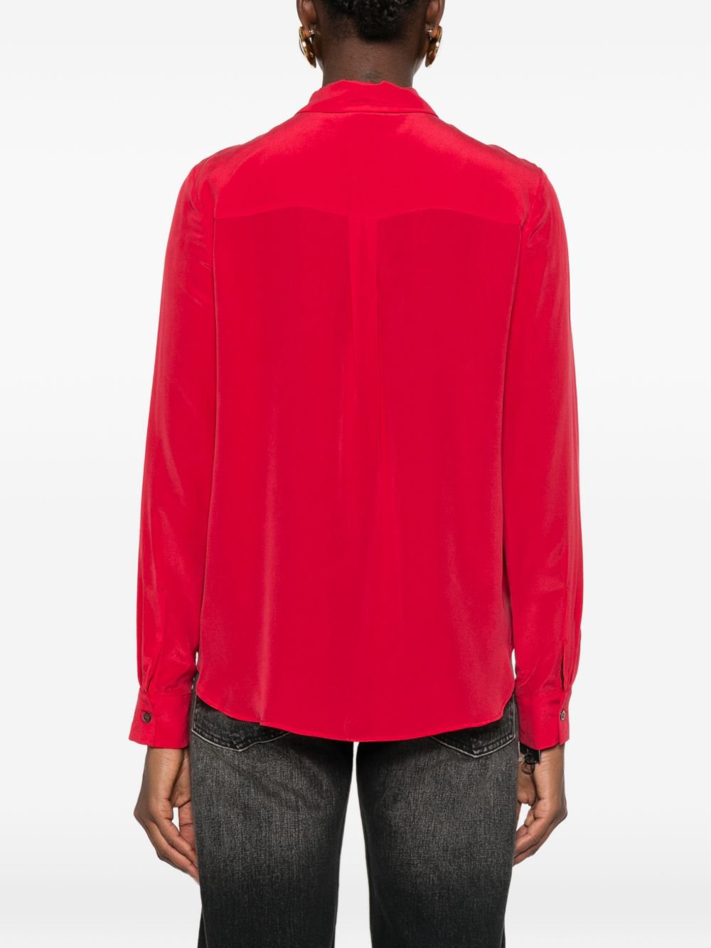 PINKO Camicia classica rosso ciclamino in seta leggera 