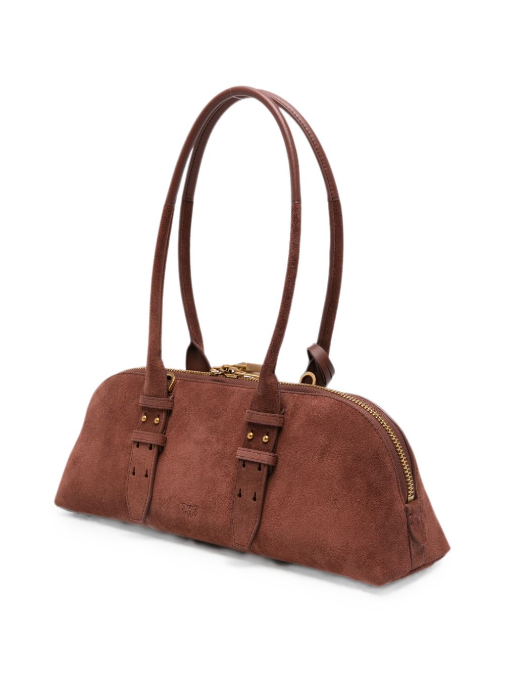 PINKO Borsa a spalla Bowling Horizontal in suede marrone chiaro 