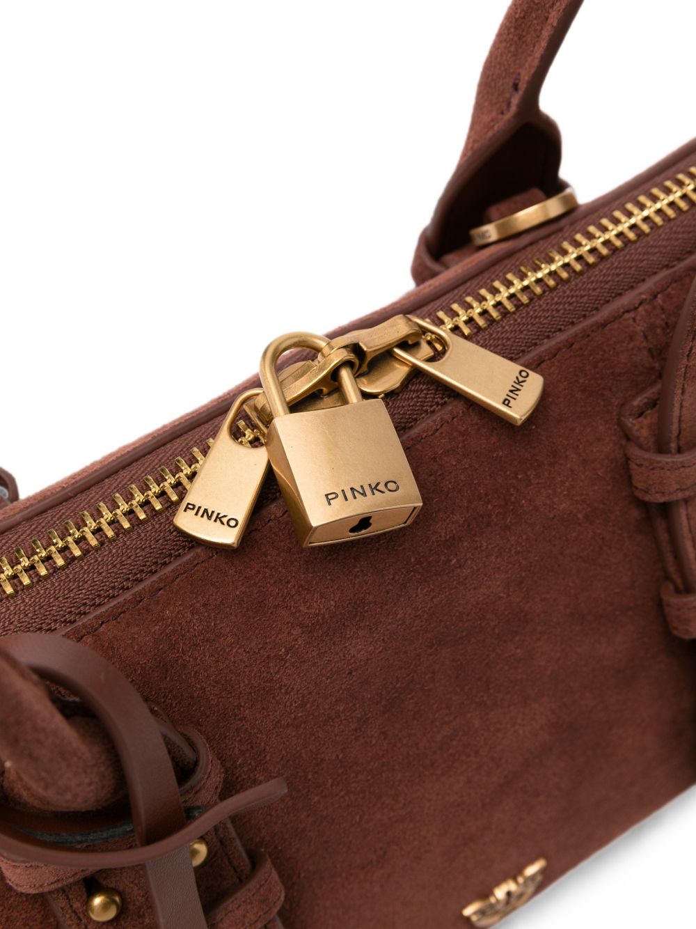 PINKO Borsa a spalla Bowling Horizontal in suede marrone chiaro 