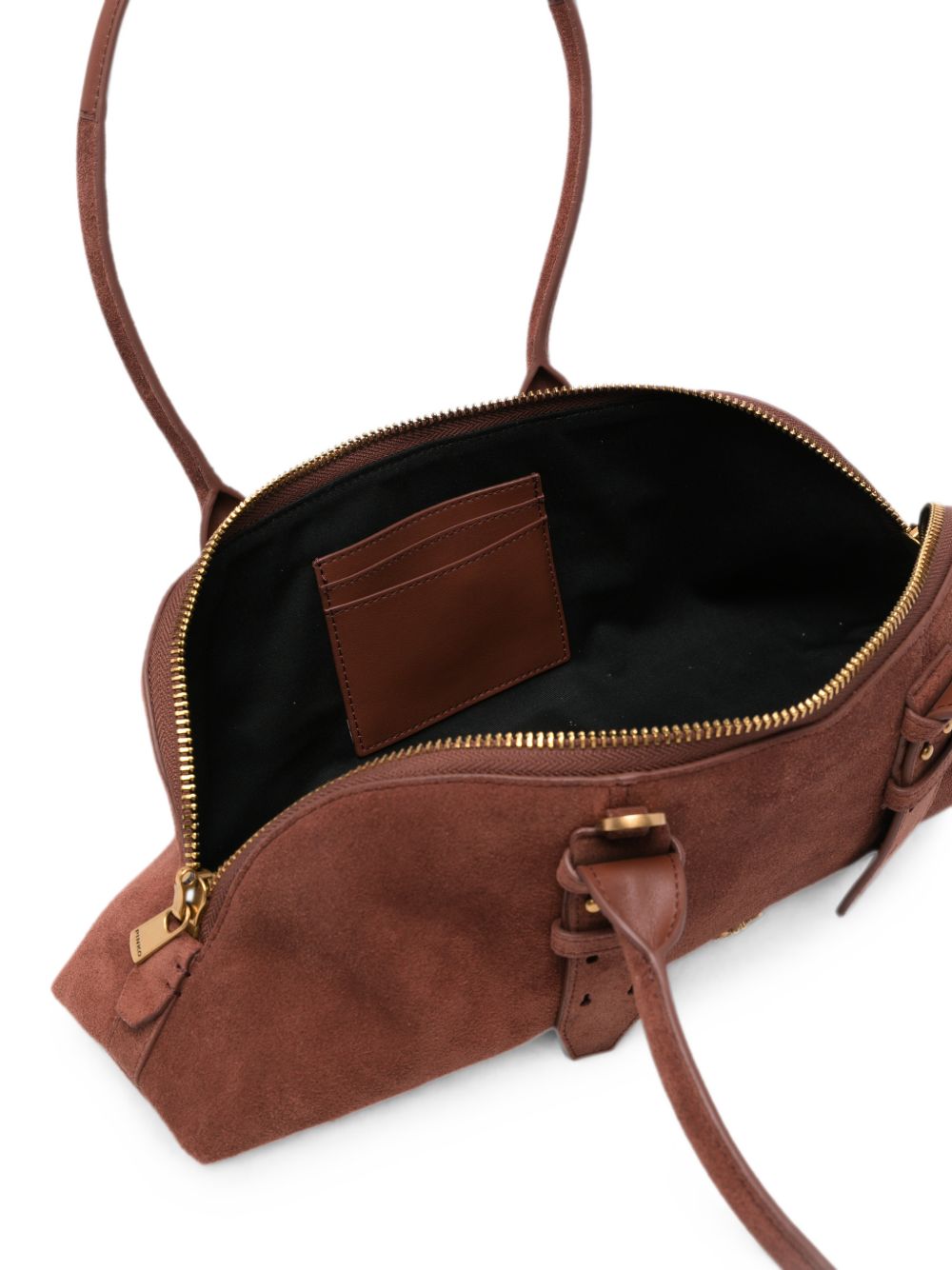 PINKO Borsa a spalla Bowling Horizontal in suede marrone chiaro 
