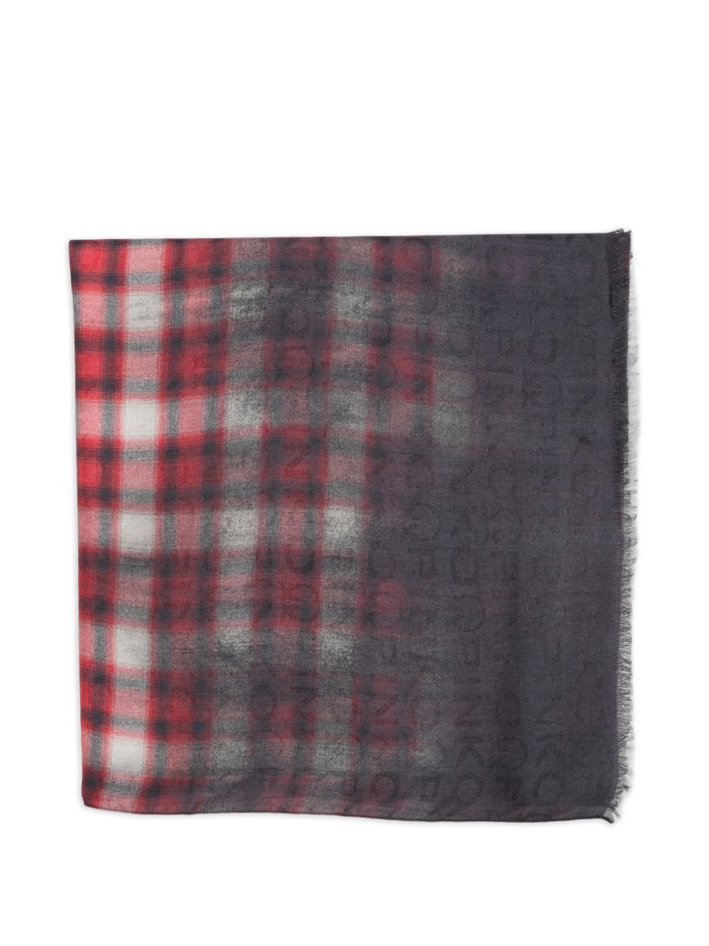 PINKO Sciarpa foulard Rueda a quadri rossi con sfumature beige 