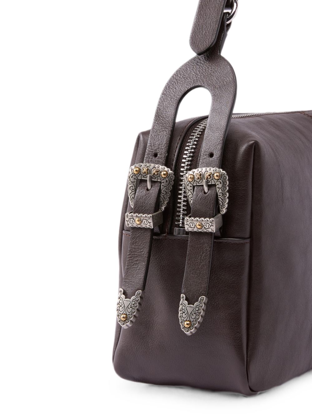 PINKO Borsa a spalla in pelle marrone Classic 