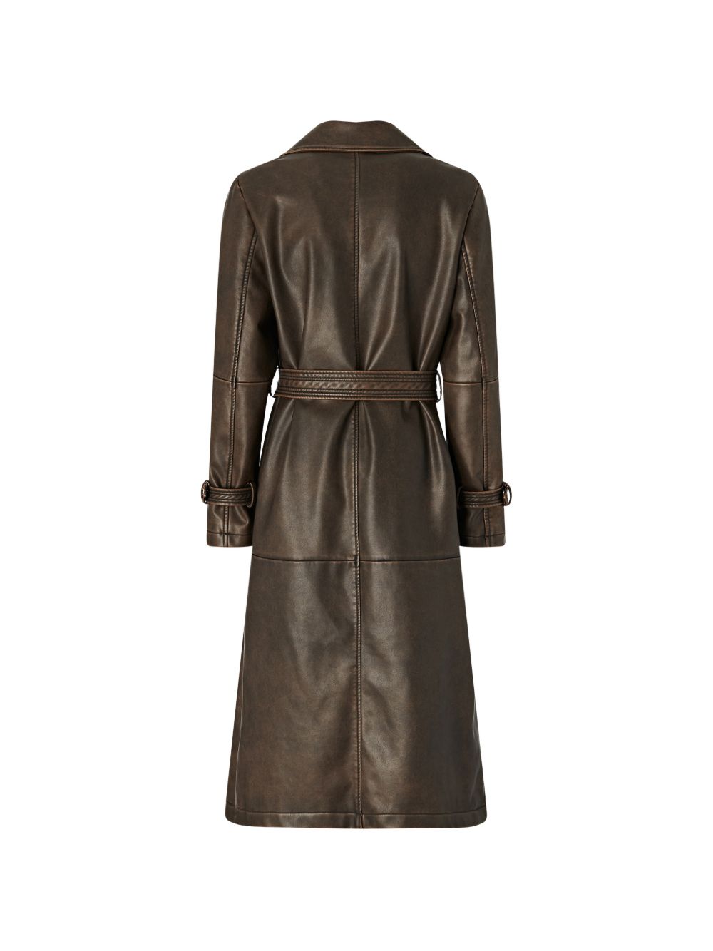 PINKO Trench in ecopelle marrone Tamerice con cintura in vita 