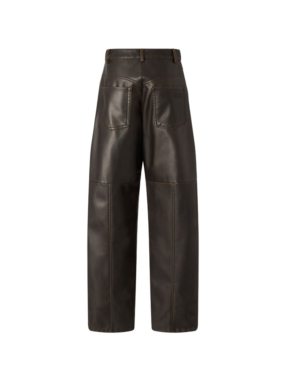 PINKO Pantaloni in ecopelle marrone a vita alta Papavero 