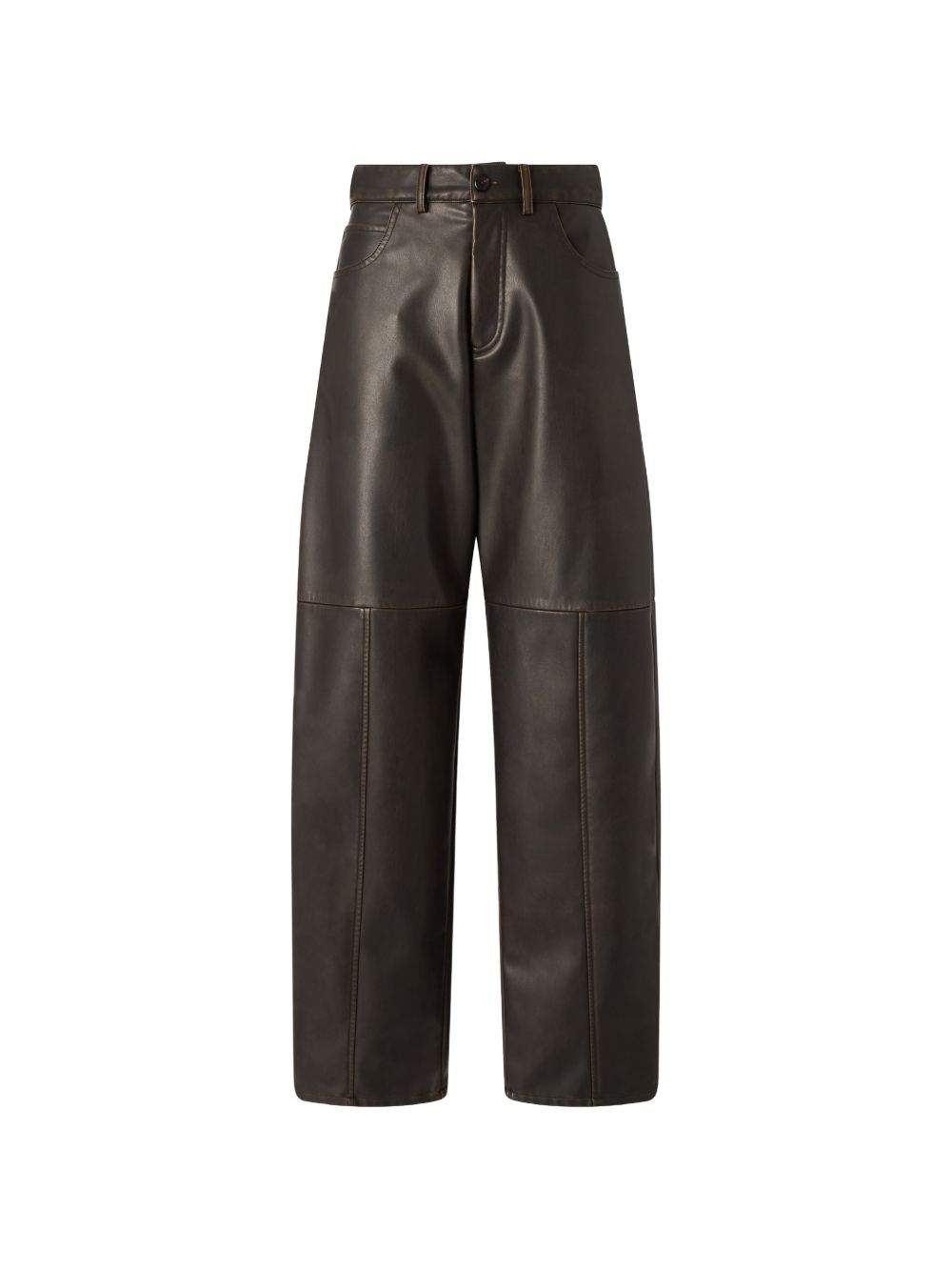 PINKO Pantaloni in ecopelle marrone a vita alta Papavero 