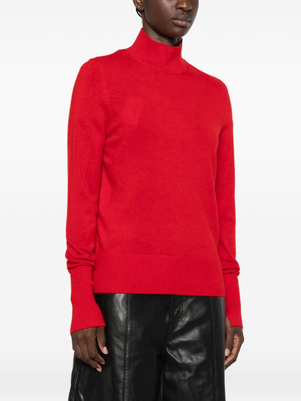 PINKO Maglia in lana a collo alto rossa Nizza con dettaglio cut-out 