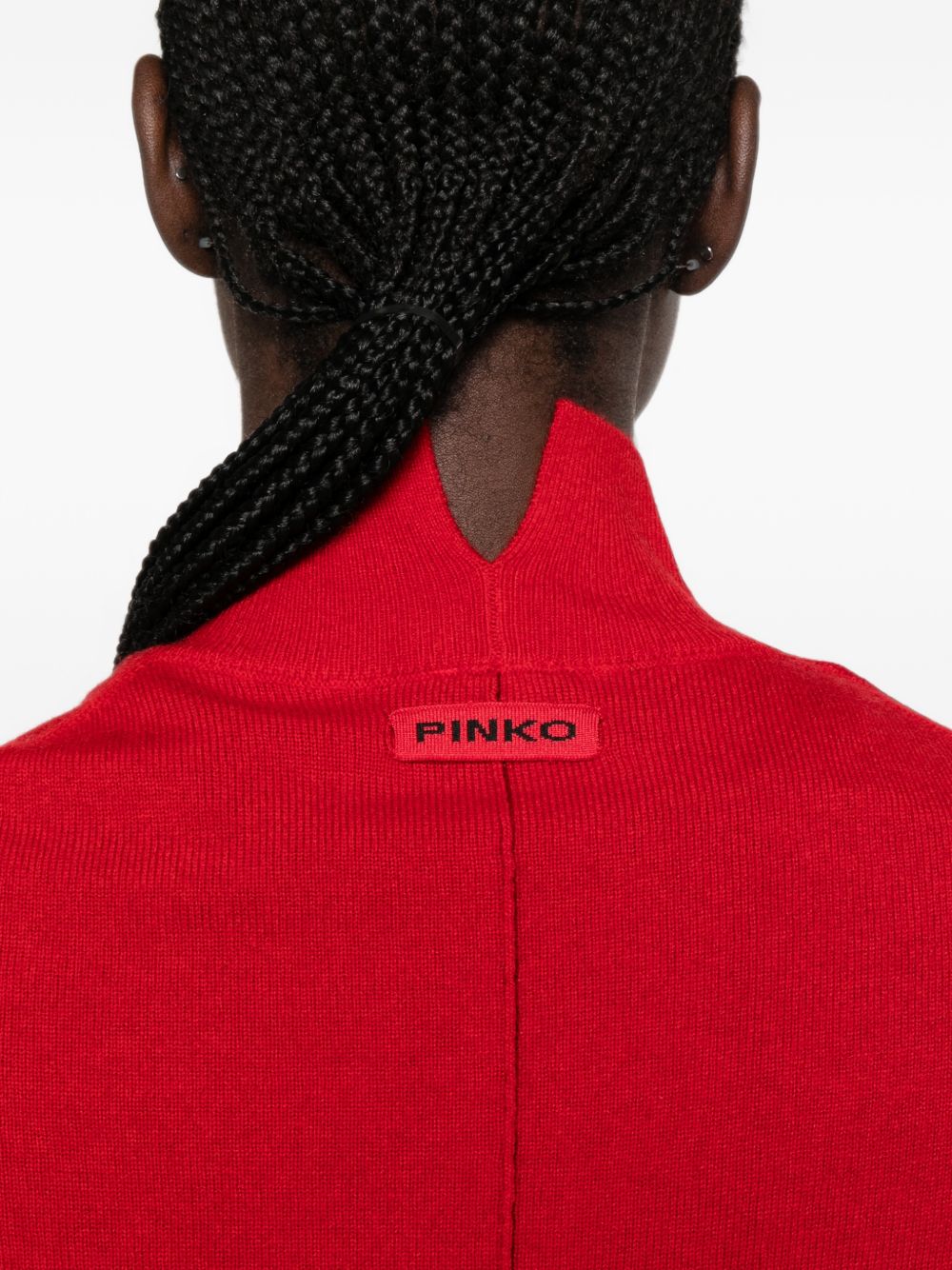 PINKO Maglia in lana a collo alto rossa Nizza con dettaglio cut-out 