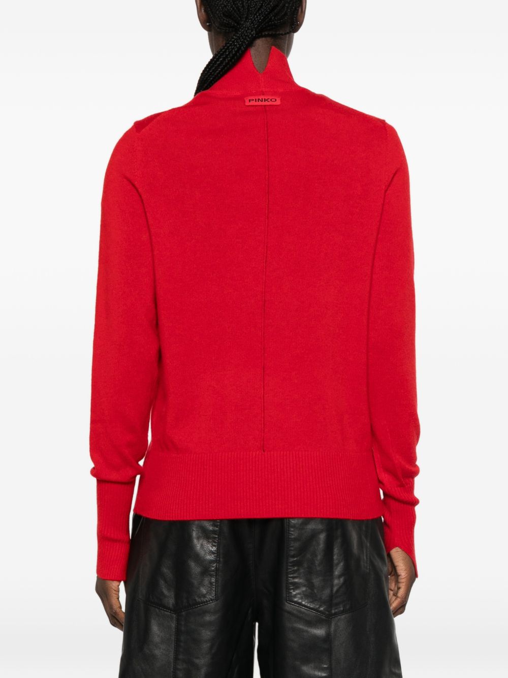 PINKO Maglia in lana a collo alto rossa Nizza con dettaglio cut-out 