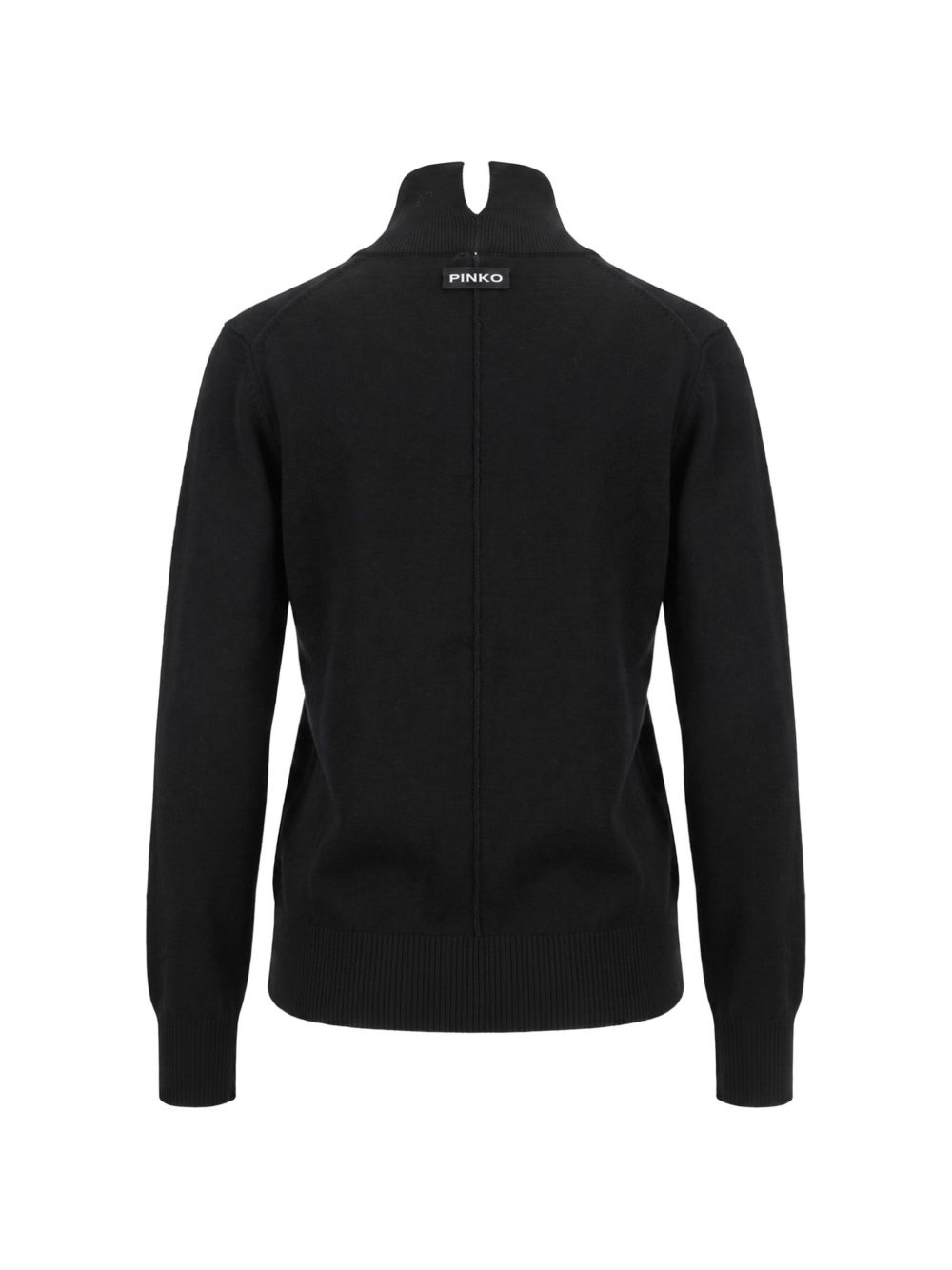 PINKO Maglia a collo alto nera in lana Nizza con dettaglio cut-out 
