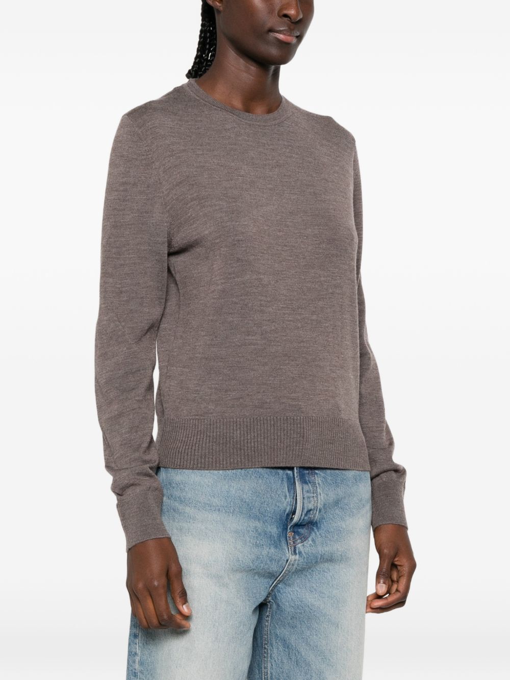 PINKO Maglia girocollo Lourdes in lana marrone tortora 