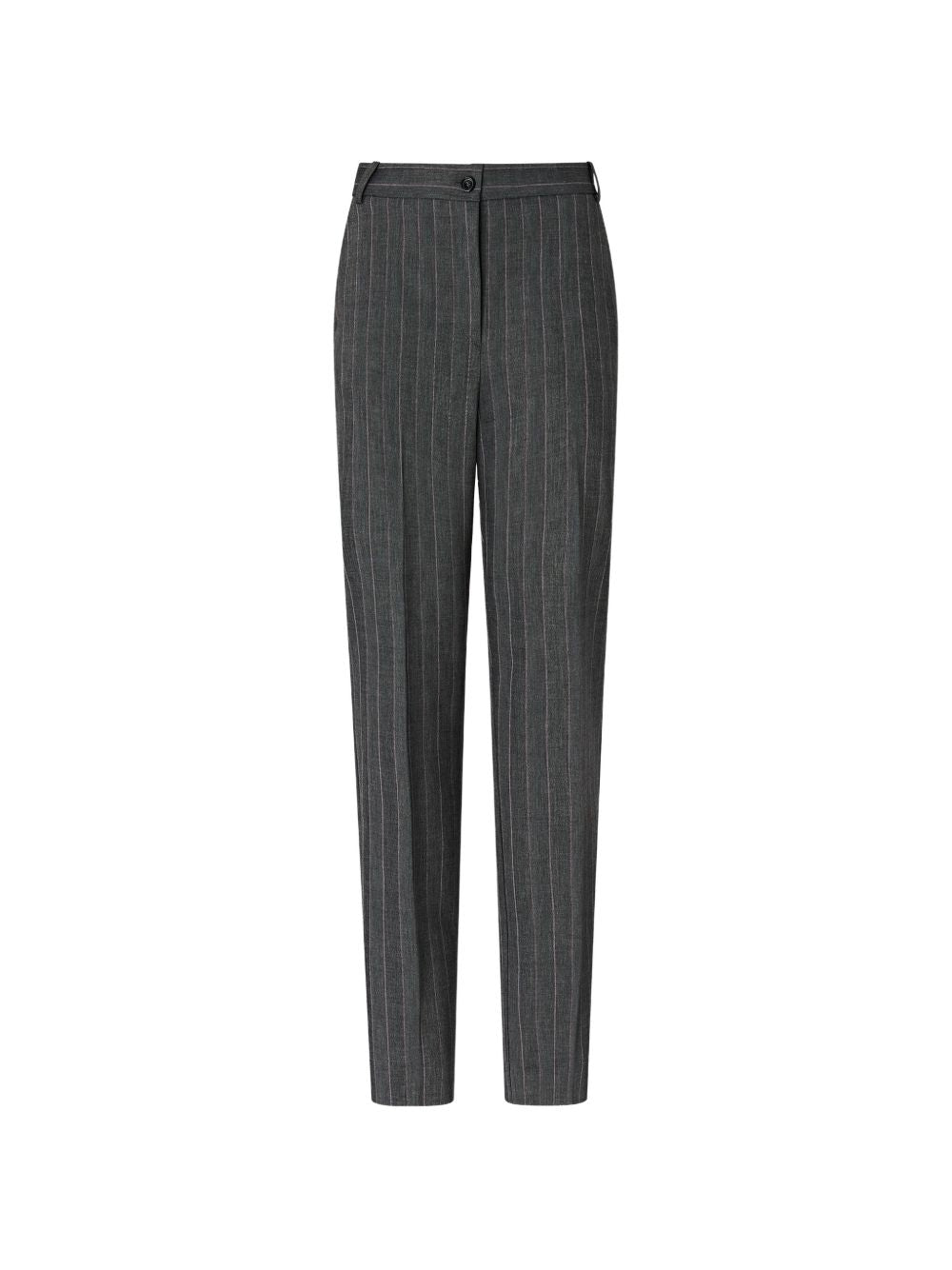 PINKO Pantaloni eleganti Pleione gessati grigi e rosa in misto lana 