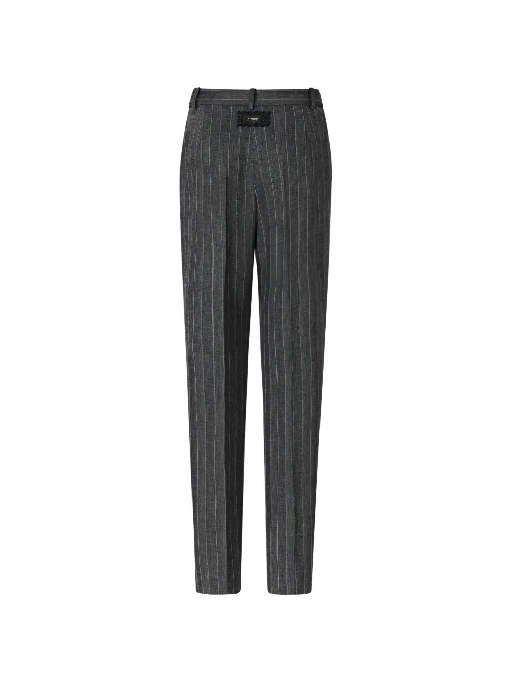 PINKO Pantaloni eleganti Pleione gessati grigi e rosa in misto lana 