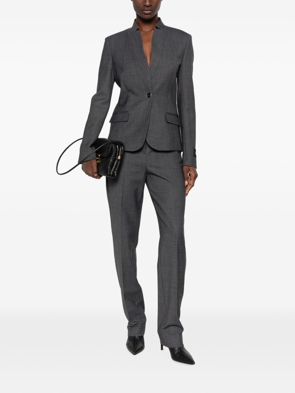 PINKO Pantalone grigio con pinces in misto lana 