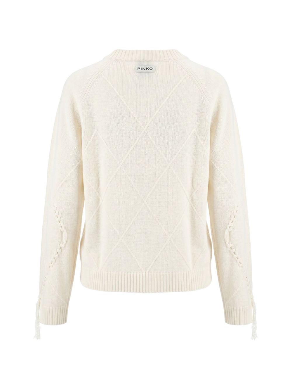 PINKO Maglia Berna girocollo in lana color panna 