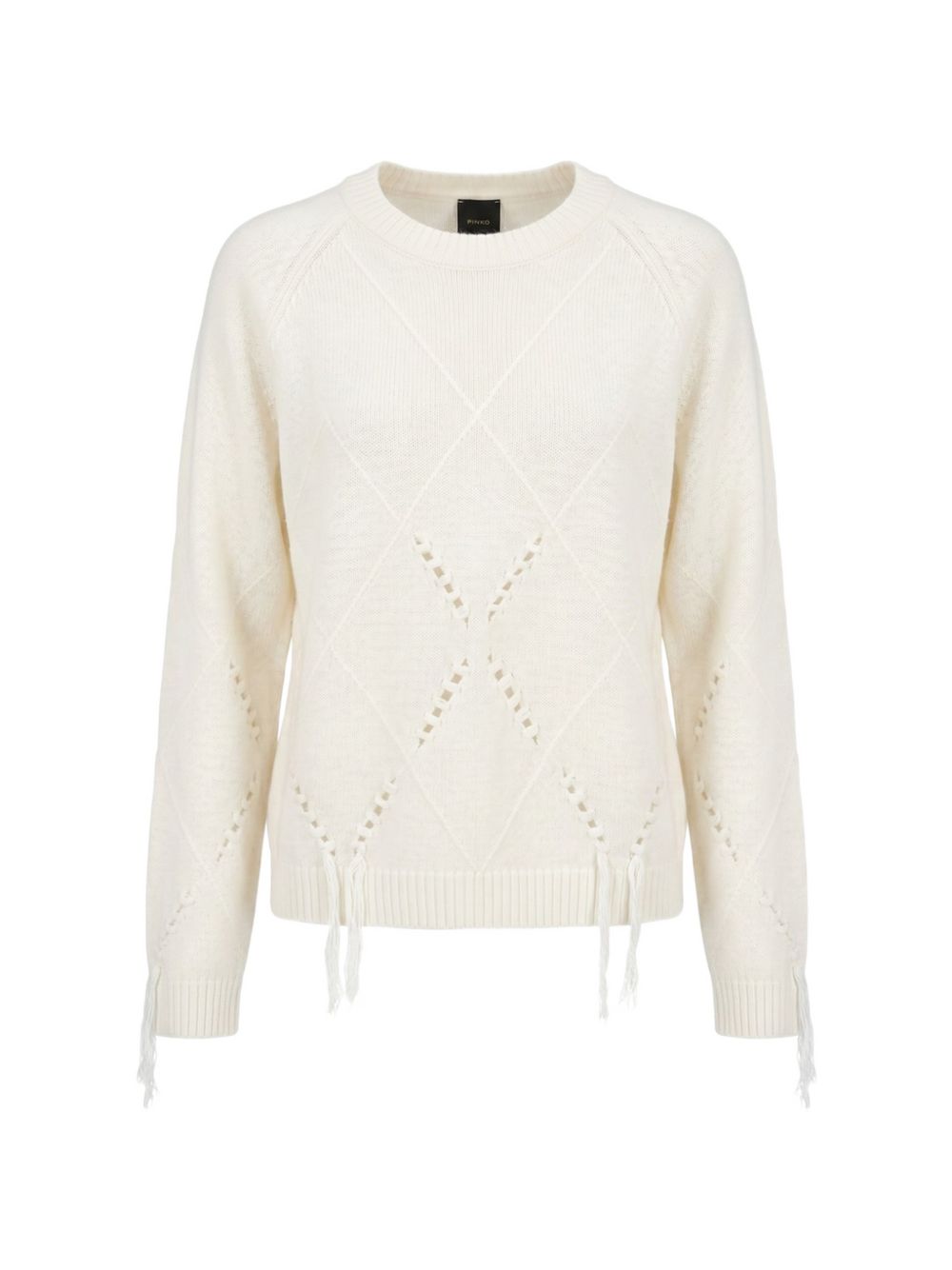 PINKO Maglia Berna girocollo in lana color panna 