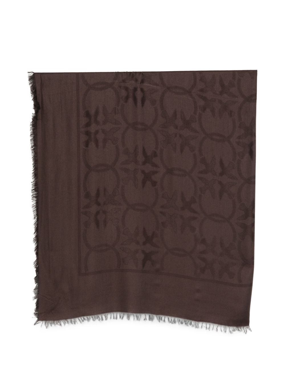 PINKO Sciarpa foulard marrone Muschio con logo all-over tono su tono 