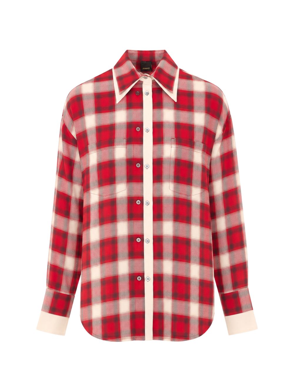 PINKO Camicia Clivia in cotone a quadri bianchi e rossi 