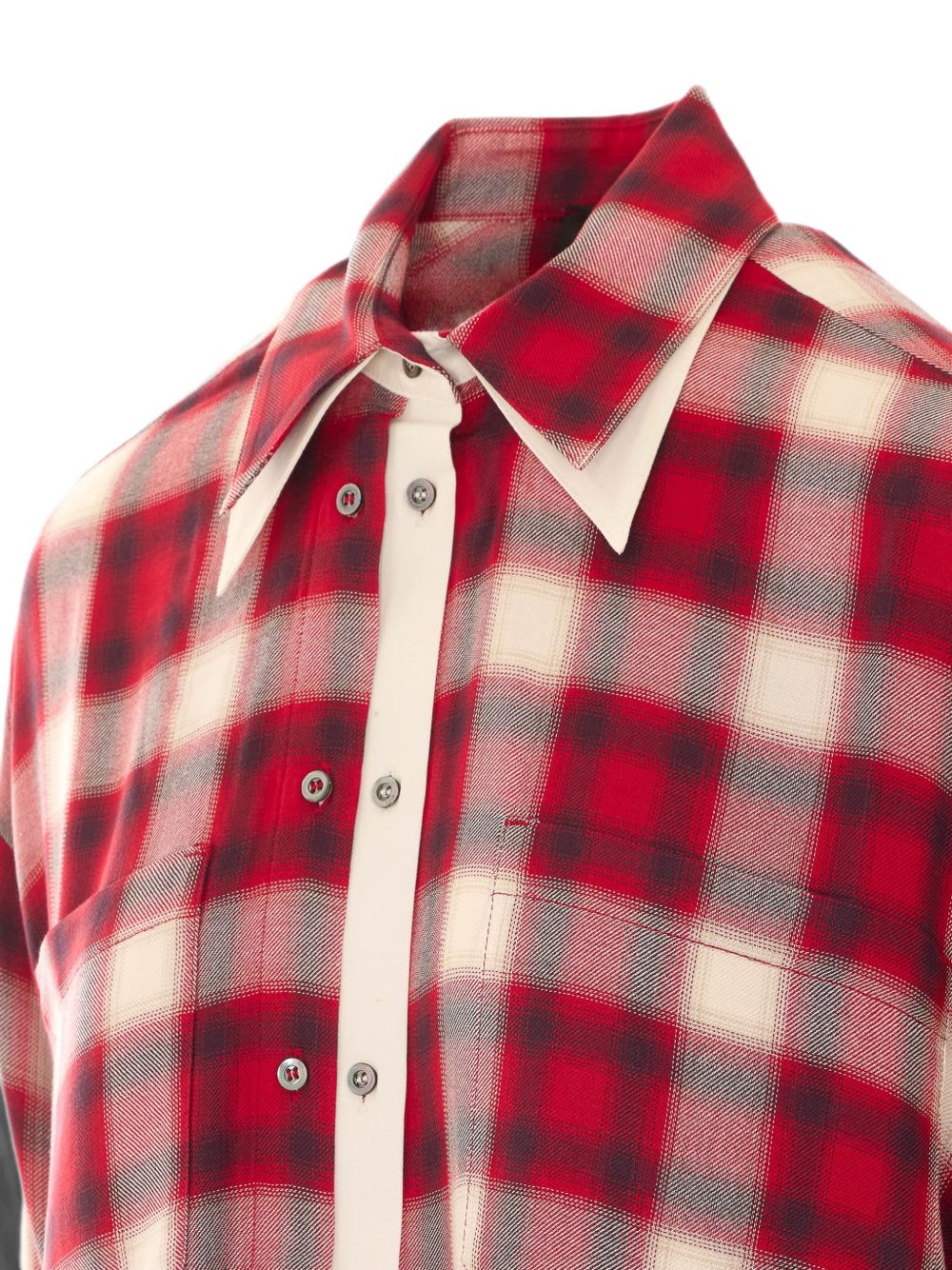 PINKO Camicia Clivia in cotone a quadri bianchi e rossi 