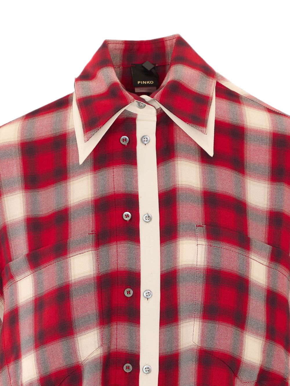 PINKO Camicia Clivia in cotone a quadri bianchi e rossi 