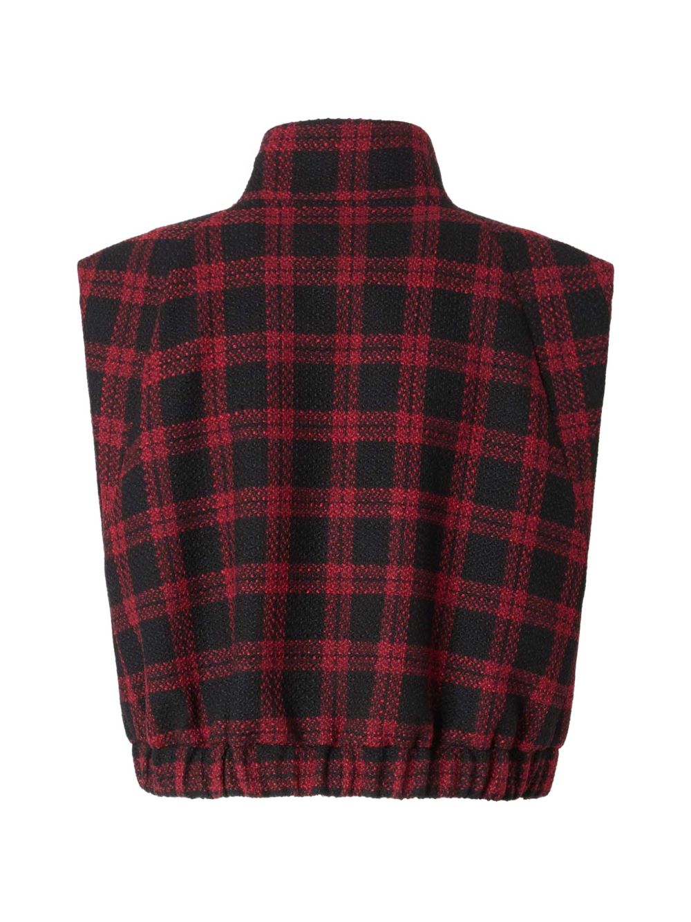 PINKO Gilet smanicato con zip Handel a collo alto in tartan rosso e marrone 