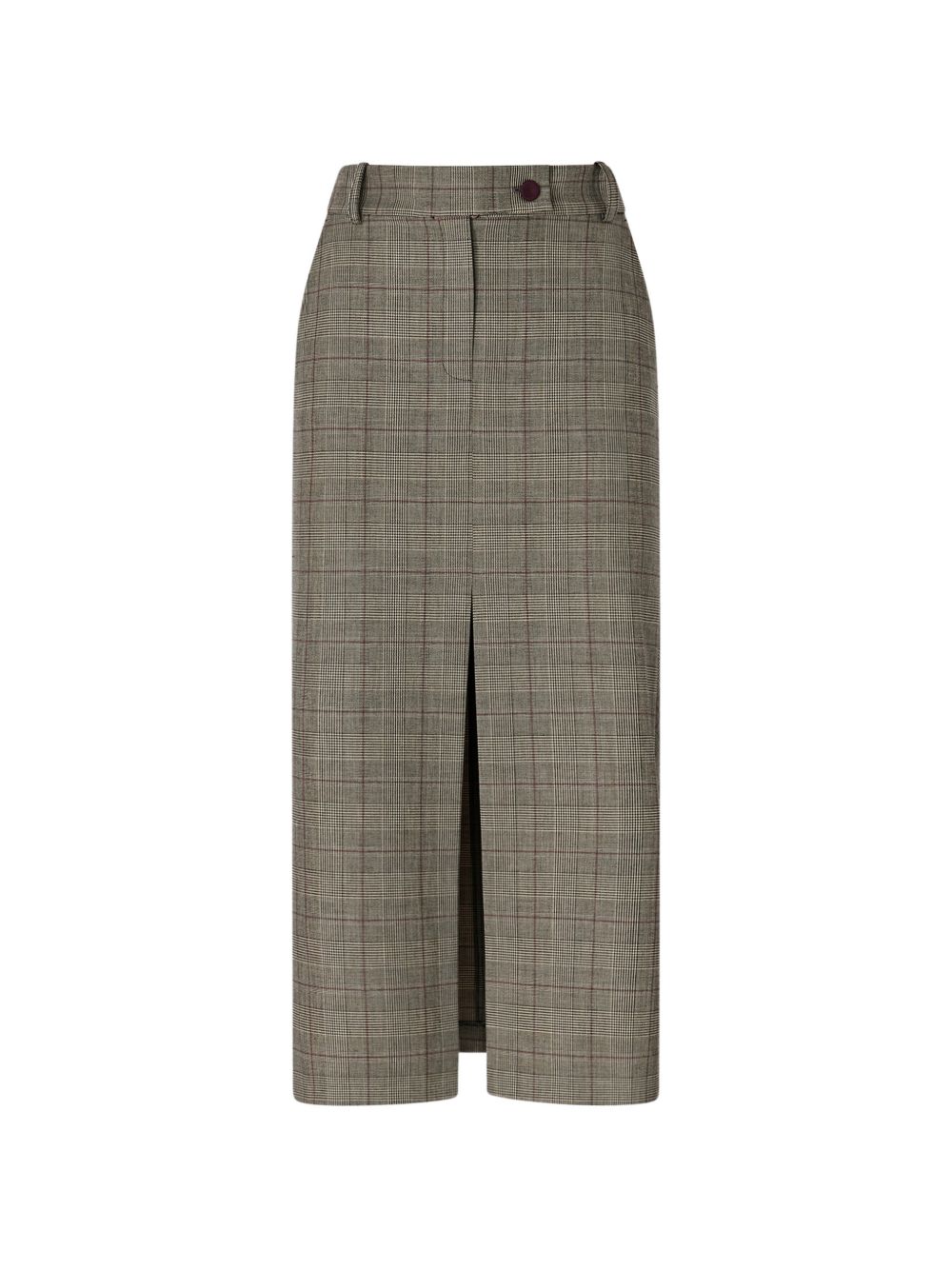 PINKO Gonna lunga grigia in tartan Galega con spacco frontale 